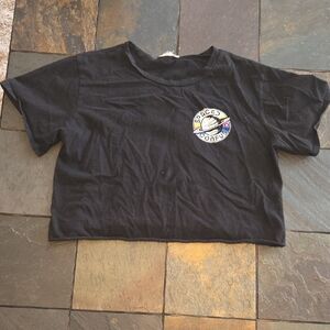 French Pastry Black Graphic Crop Top